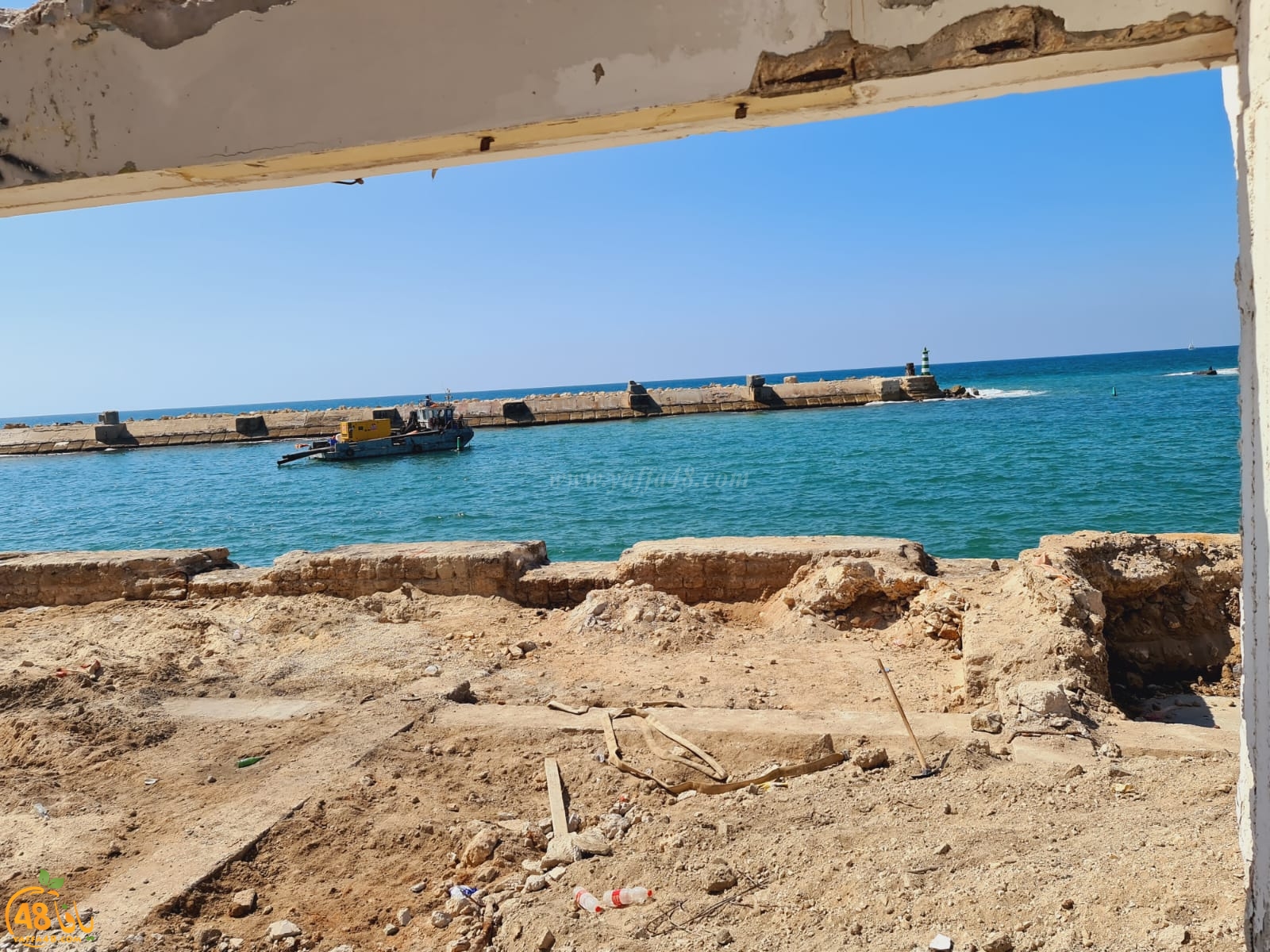  بعد هدم مبنى الجمارك في ميناء يافا - العثور على بقايا أجزاء من سور يافا التاريخي